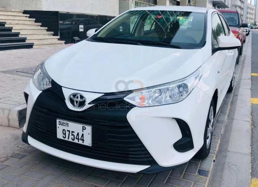 White Toyota Yaris 2021 for rent in Dubai 2